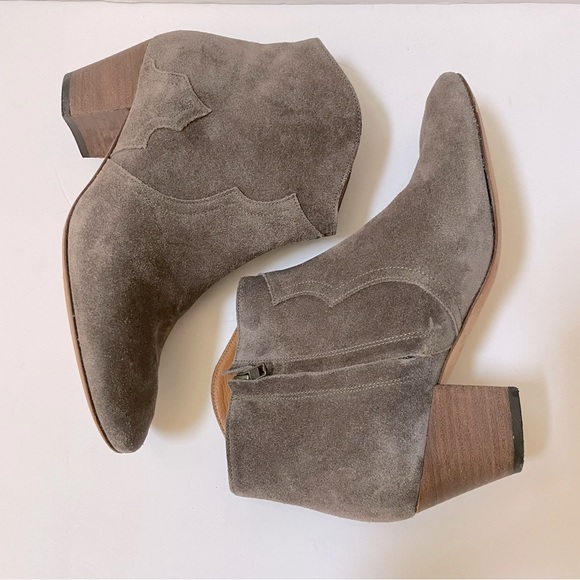 Isabel Marant Dicker Taupe Gray Suede Western Ankle Booties Size EU 38/US 8 - Picture 9 of 14